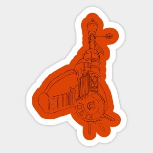 Zombie Ray Gun Blueprint on Orange Sticker